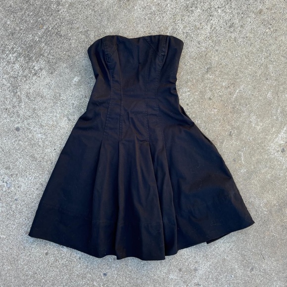 y2k black vintage strapless elegant bustier mini dress - Picture 3 of 5